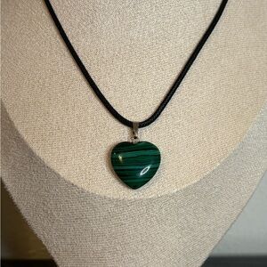 Handmade Malachite Crystal Heart Necklace